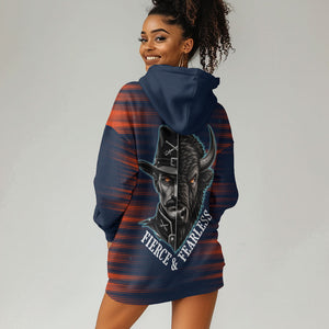 Buffalo Soldiers Fierce And Fearless Cavalry Hoodie Dress Half Face Soldier And Bison Halftone Graphic Art