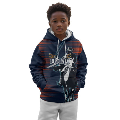 Buffalo Soldiers Fierce And Fearless Cavalry Kid Hoodie Half Face Soldier And Bison Halftone Graphic Art