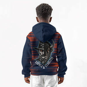 Buffalo Soldiers Fierce And Fearless Cavalry Kid Hoodie Half Face Soldier And Bison Halftone Graphic Art