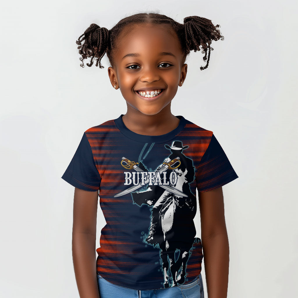 Buffalo Soldiers Fierce And Fearless Cavalry Kid T shirt Half Face Soldier And Bison Halftone Graphic Art