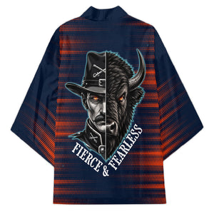 Buffalo Soldiers Fierce And Fearless Cavalry Kimono Half Face Soldier And Bison Halftone Graphic Art