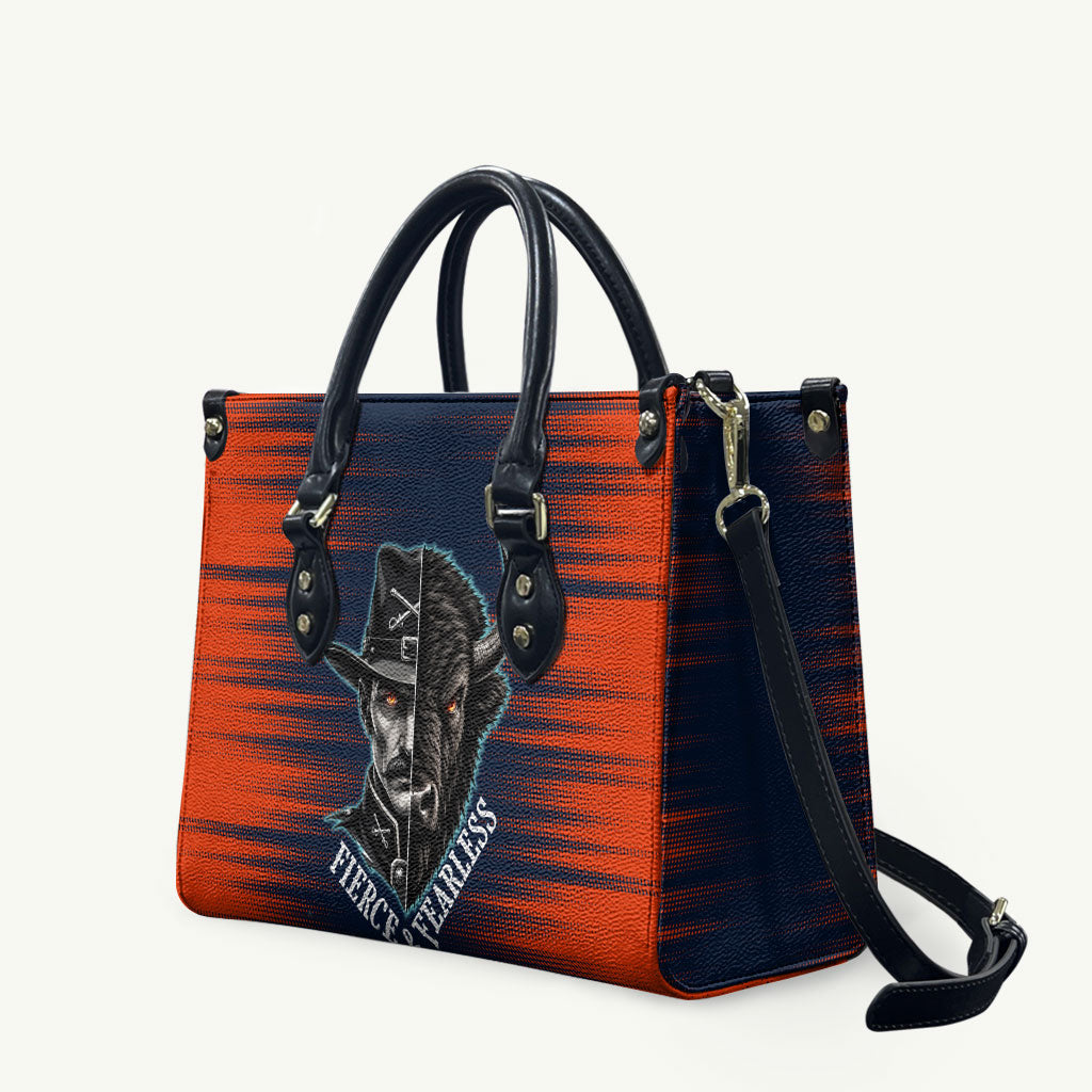 Buffalo Soldiers Fierce And Fearless Cavalry Leather Bag Half Face Soldier And Bison Halftone Graphic Art