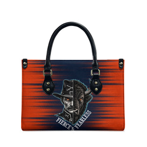 Buffalo Soldiers Fierce And Fearless Cavalry Leather Bag Half Face Soldier And Bison Halftone Graphic Art