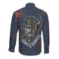 Buffalo Soldiers Fierce And Fearless Cavalry Long Sleeve Button Shirt Half Face Soldier And Bison Halftone Graphic Art