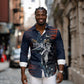 Buffalo Soldiers Fierce And Fearless Cavalry Long Sleeve Button Shirt Half Face Soldier And Bison Halftone Graphic Art
