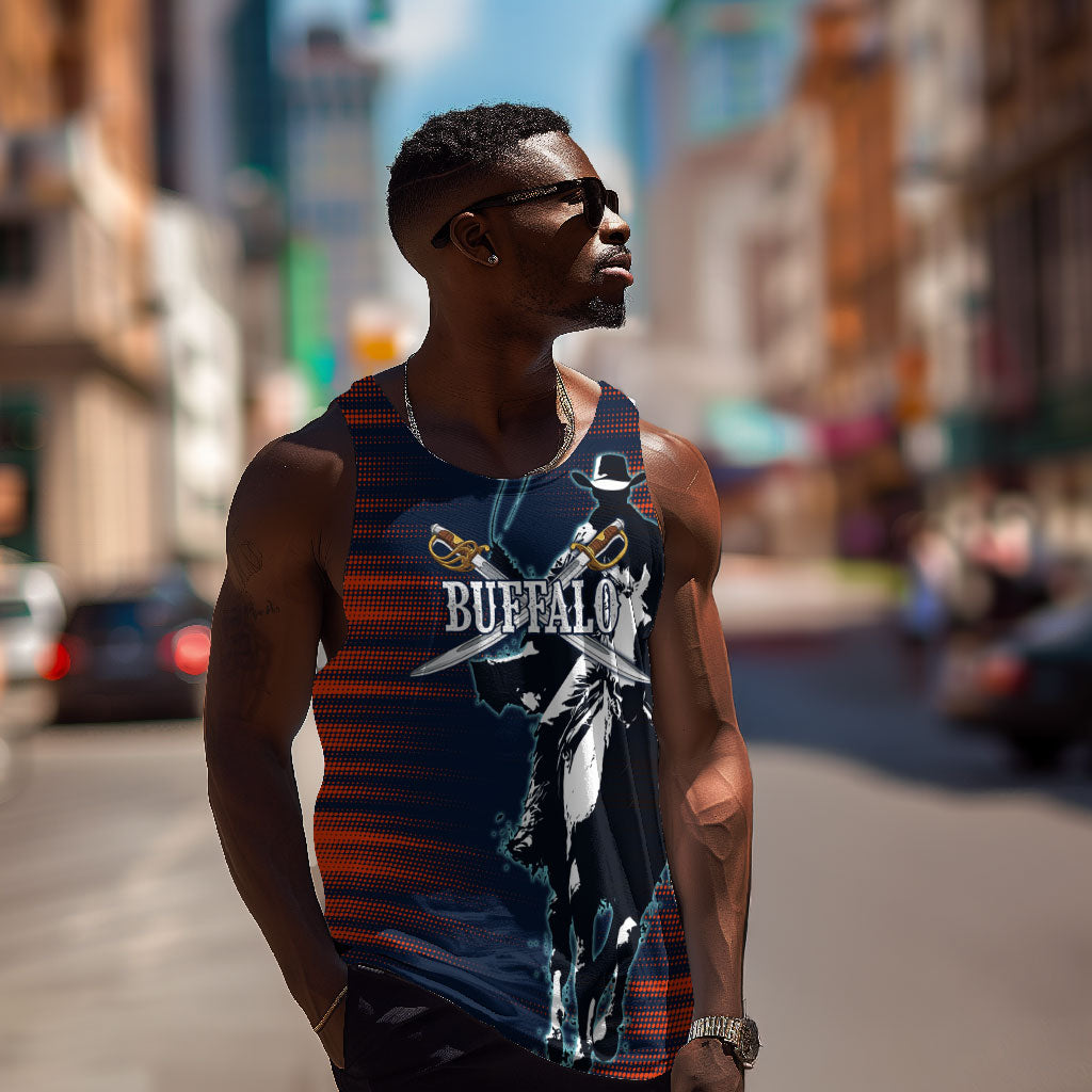 Buffalo Soldiers Fierce And Fearless Cavalry Men Tank Top Half Face Soldier And Bison Halftone Graphic Art