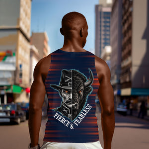 Buffalo Soldiers Fierce And Fearless Cavalry Men Tank Top Half Face Soldier And Bison Halftone Graphic Art