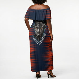 Buffalo Soldiers Fierce And Fearless Cavalry Off Shoulder Maxi Dress Half Face Soldier And Bison Halftone Graphic Art