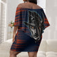 Buffalo Soldiers Fierce And Fearless Cavalry Off Shoulder Short Dress Half Face Soldier And Bison Halftone Graphic Art