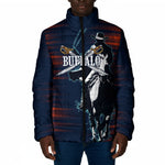 Buffalo Soldiers Fierce And Fearless Cavalry Padded Jacket Half Face Soldier And Bison Halftone Graphic Art