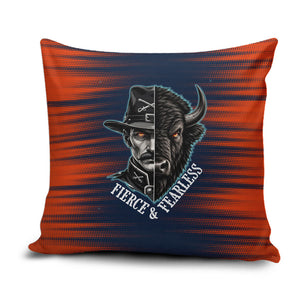 Buffalo Soldiers Fierce And Fearless Cavalry Pillow Cover Half Face Soldier And Bison Halftone Graphic Art