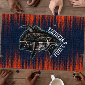 Buffalo Soldiers Fierce And Fearless Cavalry Puzzle Half Face Soldier And Bison Halftone Graphic Art