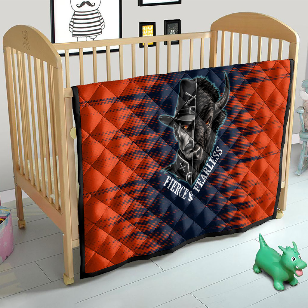 Buffalo Soldiers Fierce And Fearless Cavalry Quilt Half Face Soldier And Bison Halftone Graphic Art