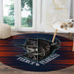 Buffalo Soldiers Fierce And Fearless Cavalry Round Carpet Half Face Soldier And Bison Halftone Graphic Art