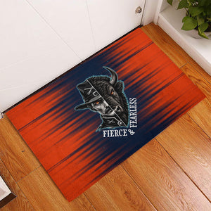 Buffalo Soldiers Fierce And Fearless Cavalry Rubber Doormat Half Face Soldier And Bison Halftone Graphic Art