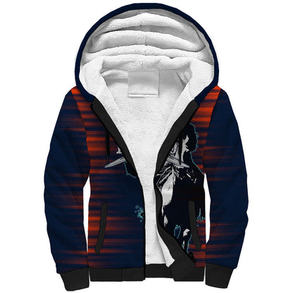 Buffalo Soldiers Fierce And Fearless Cavalry Sherpa Hoodie Half Face Soldier And Bison Halftone Graphic Art