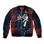 Buffalo Soldiers Fierce And Fearless Cavalry Sleeve Zip Bomber Jacket Half Face Soldier And Bison Halftone Graphic Art