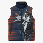 Buffalo Soldiers Fierce And Fearless Cavalry Sleeveless Puffer Jacket Half Face Soldier And Bison Halftone Graphic Art
