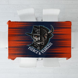 Buffalo Soldiers Fierce And Fearless Cavalry Tablecloth Half Face Soldier And Bison Halftone Graphic Art