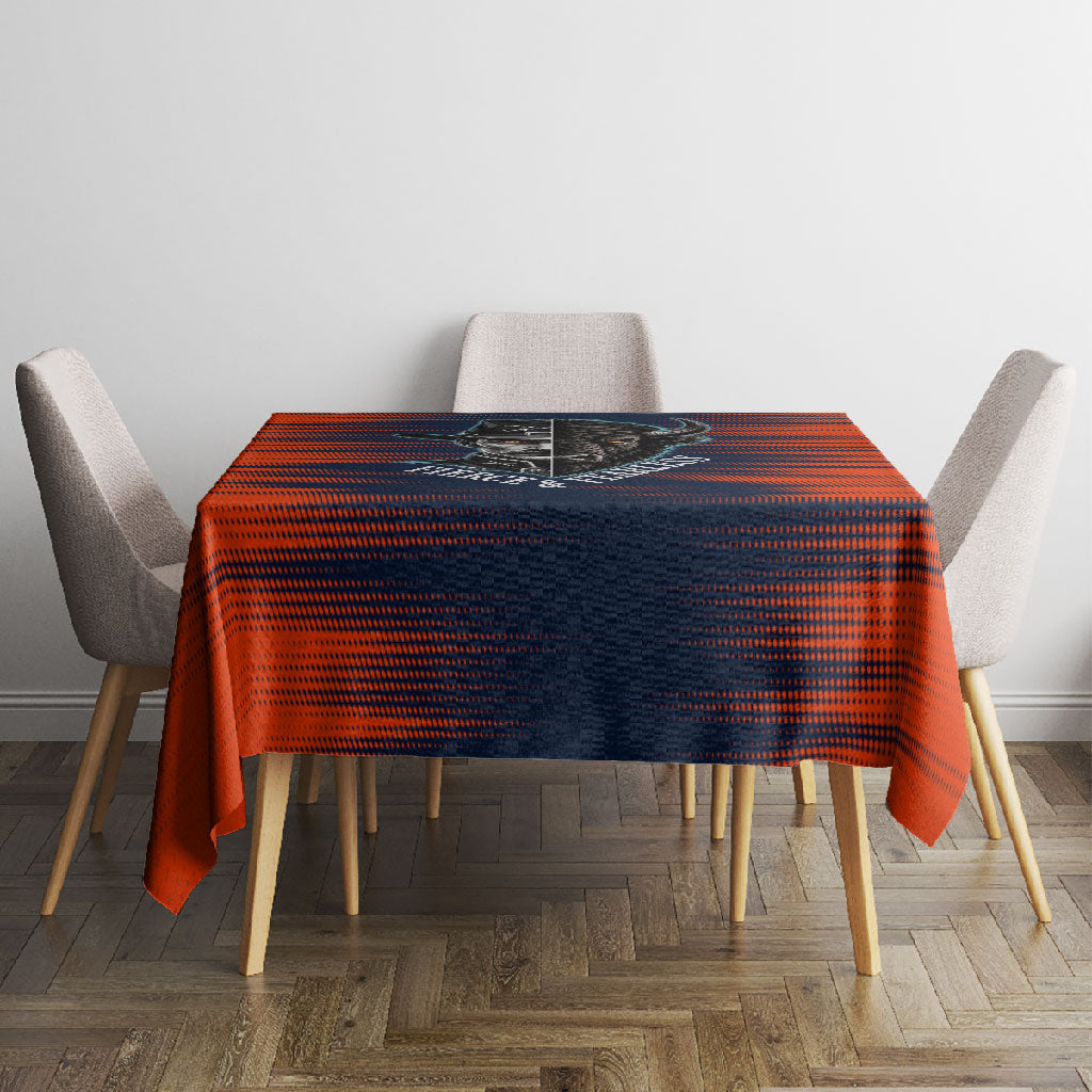 Buffalo Soldiers Fierce And Fearless Cavalry Tablecloth Half Face Soldier And Bison Halftone Graphic Art