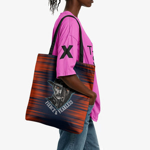 Buffalo Soldiers Fierce And Fearless Cavalry Tote Bag Half Face Soldier And Bison Halftone Graphic Art