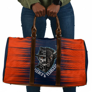 Buffalo Soldiers Fierce And Fearless Cavalry Travel Bag Half Face Soldier And Bison Halftone Graphic Art