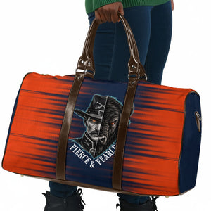 Buffalo Soldiers Fierce And Fearless Cavalry Travel Bag Half Face Soldier And Bison Halftone Graphic Art