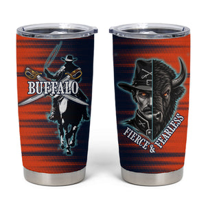Buffalo Soldiers Fierce And Fearless Cavalry Tumbler Cup Half Face Soldier And Bison Halftone Graphic Art