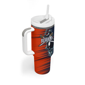 Buffalo Soldiers Fierce And Fearless Cavalry Tumbler With Handle Half Face Soldier And Bison Halftone Graphic Art