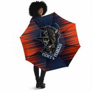 Buffalo Soldiers Fierce And Fearless Cavalry Umbrella Half Face Soldier And Bison Halftone Graphic Art