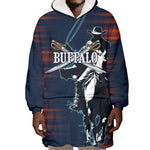 Buffalo Soldiers Fierce And Fearless Cavalry Wearable Blanket Hoodie Half Face Soldier And Bison Halftone Graphic Art