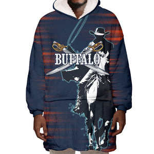 Buffalo Soldiers Fierce And Fearless Cavalry Wearable Blanket Hoodie Half Face Soldier And Bison Halftone Graphic Art