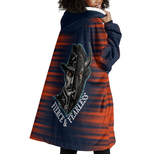 Buffalo Soldiers Fierce And Fearless Cavalry Wearable Blanket Hoodie Half Face Soldier And Bison Halftone Graphic Art