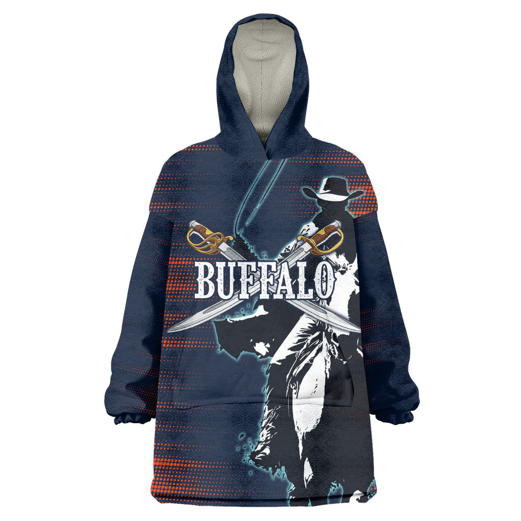 Buffalo Soldiers Fierce And Fearless Cavalry Wearable Blanket Hoodie Half Face Soldier And Bison Halftone Graphic Art