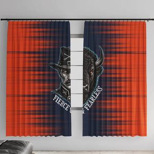 Buffalo Soldiers Fierce And Fearless Cavalry Window Curtain Half Face Soldier And Bison Halftone Graphic Art