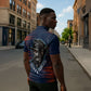 Buffalo Soldiers Fierce And Fearless Cavalry Zipper Polo Shirt Half Face Soldier And Bison Halftone Graphic Art
