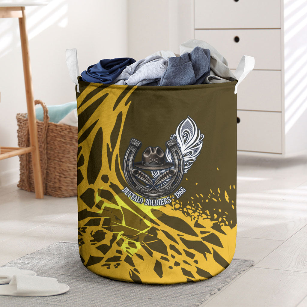 Buffalo Soldiers 9th And 10th Cavalry Regiments Laundry Basket Wild And Untamed Vintage Western Horseshoe Graphic Art