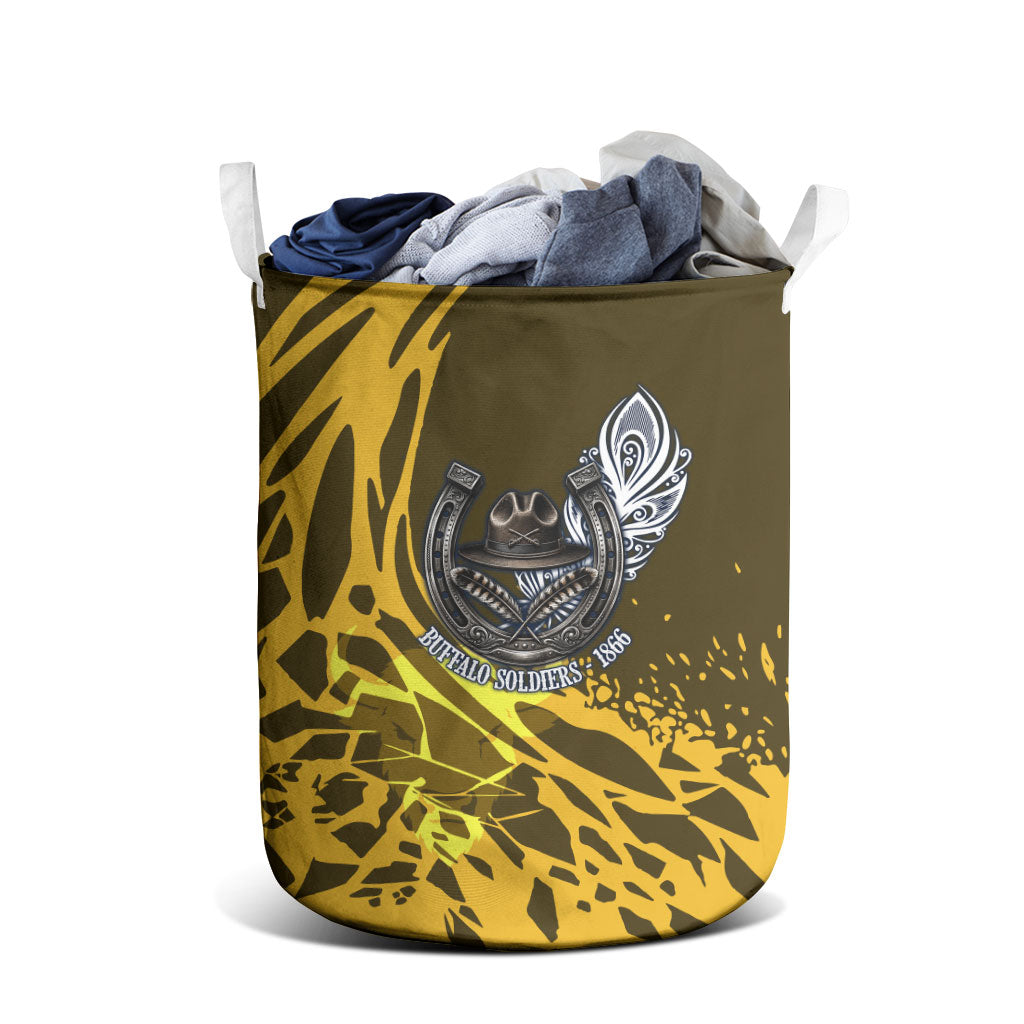 Buffalo Soldiers 9th And 10th Cavalry Regiments Laundry Basket Wild And Untamed Vintage Western Horseshoe Graphic Art