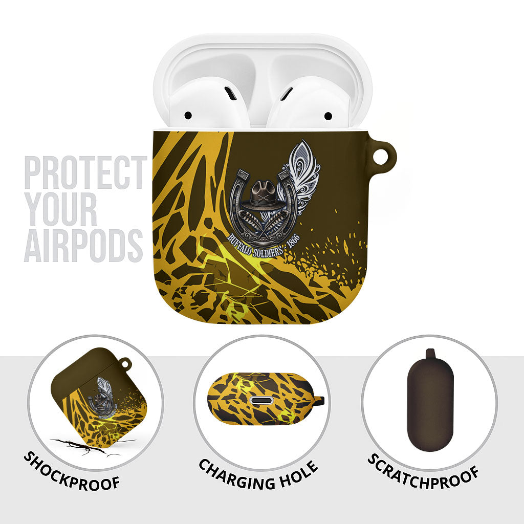 Buffalo Soldiers 9th And 10th Cavalry Regiments AirPods Case Wild And Untamed Vintage Western Horseshoe Graphic Art