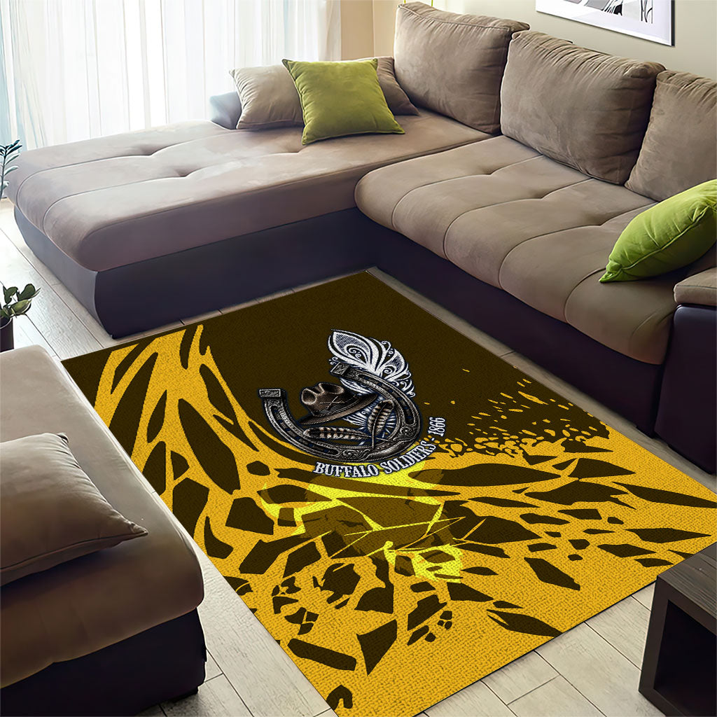 Buffalo Soldiers 9th And 10th Cavalry Regiments Area Rug Wild And Untamed Vintage Western Horseshoe Graphic Art