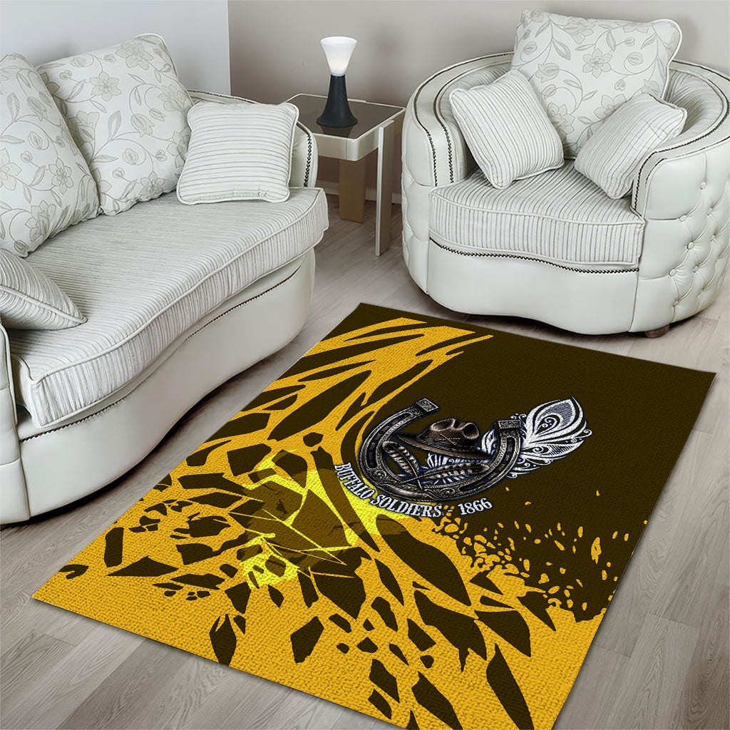 Buffalo Soldiers 9th And 10th Cavalry Regiments Area Rug Wild And Untamed Vintage Western Horseshoe Graphic Art