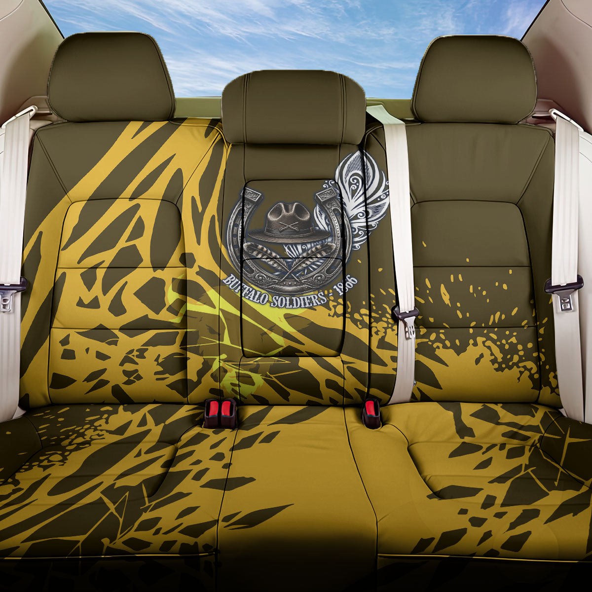Buffalo Soldiers 9th And 10th Cavalry Regiments Back Car Seat Cover Wild And Untamed Vintage Western Horseshoe Graphic Art
