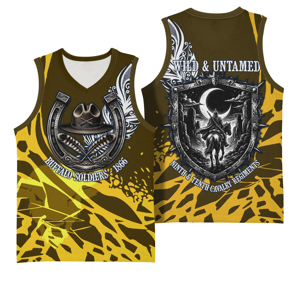 Buffalo Soldiers 9th And 10th Cavalry Regiments Basketball Jersey Wild And Untamed Vintage Western Horseshoe Graphic Art