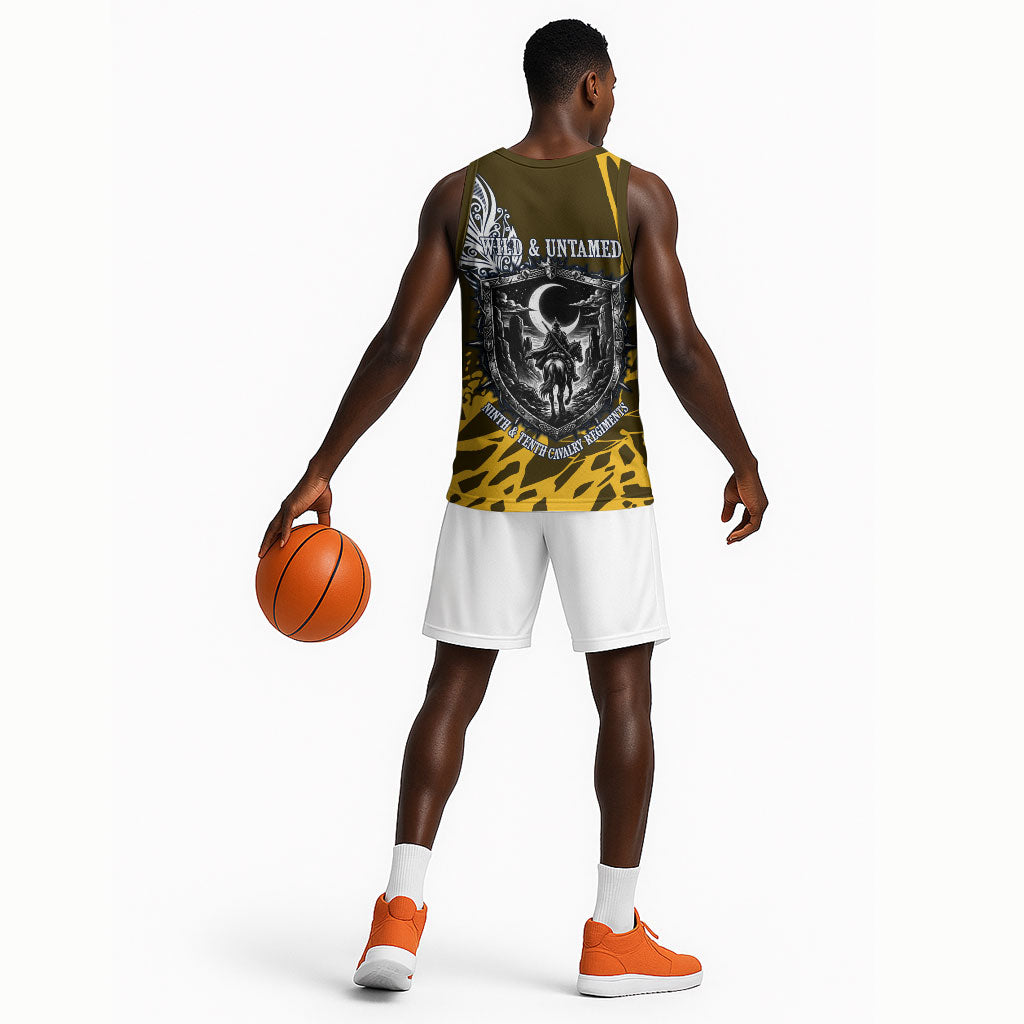 Buffalo Soldiers 9th And 10th Cavalry Regiments Basketball Jersey Wild And Untamed Vintage Western Horseshoe Graphic Art