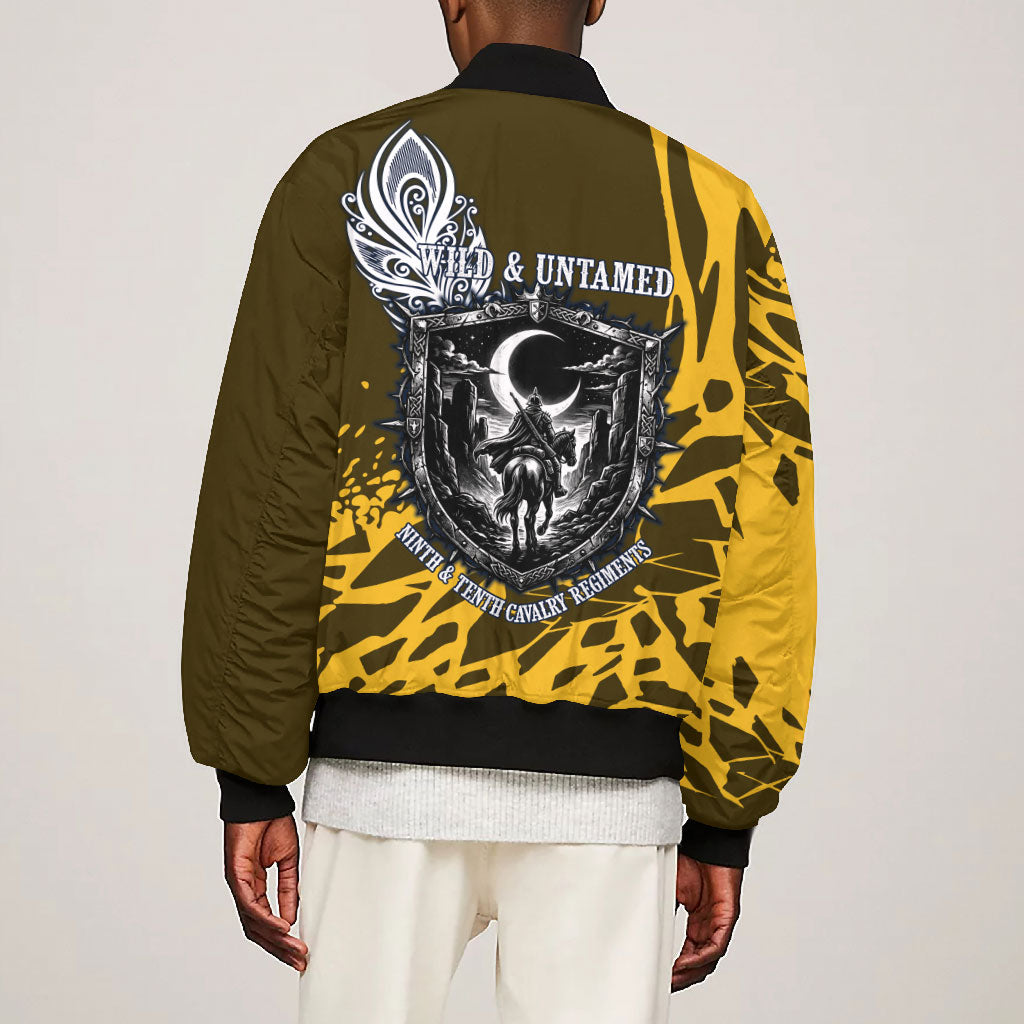 Buffalo Soldiers 9th And 10th Cavalry Regiments Bomber Jacket Wild And Untamed Vintage Western Horseshoe Graphic Art