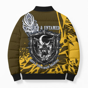 Buffalo Soldiers 9th And 10th Cavalry Regiments Bomber Puffer Jacket Wild And Untamed Vintage Western Horseshoe Graphic Art