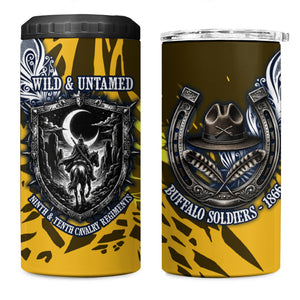Buffalo Soldiers 9th And 10th Cavalry Regiments 4 in 1 Can Cooler Tumbler Wild And Untamed Vintage Western Horseshoe Graphic Art