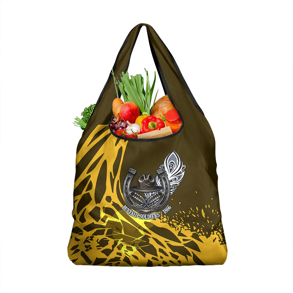 Buffalo Soldiers 9th And 10th Cavalry Regiments Grocery Bag Wild And Untamed Vintage Western Horseshoe Graphic Art
