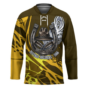 Buffalo Soldiers 9th And 10th Cavalry Regiments Hockey Jersey Wild And Untamed Vintage Western Horseshoe Graphic Art