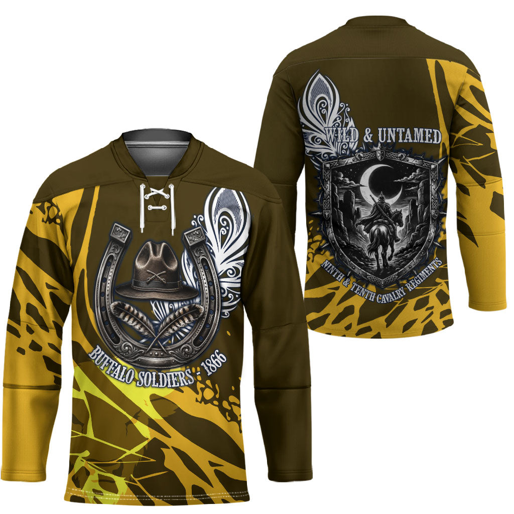 Buffalo Soldiers 9th And 10th Cavalry Regiments Hockey Jersey Wild And Untamed Vintage Western Horseshoe Graphic Art
